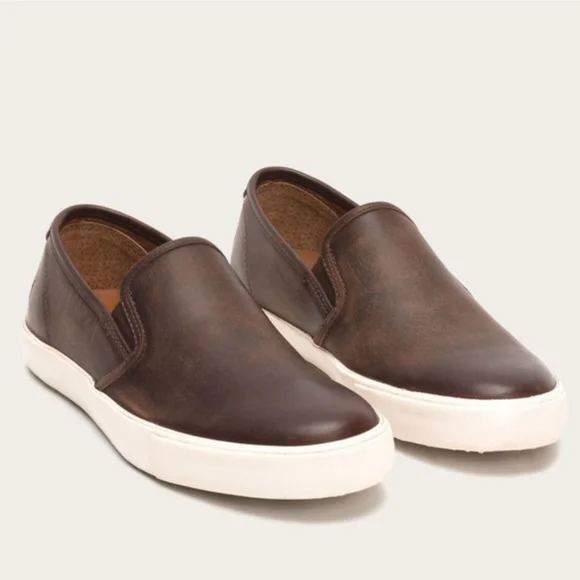 Frye Men Brett Slip On Leather Shoes Frye Brett Perforated Slip On, Cognac, Genuine Leather, Size  main image 3